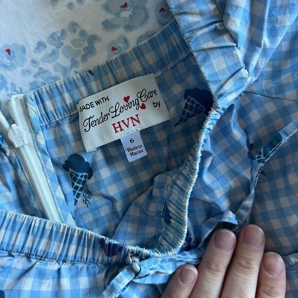 HVN Ice cream print blue gingham dress size 6 - Picture 3 of 5